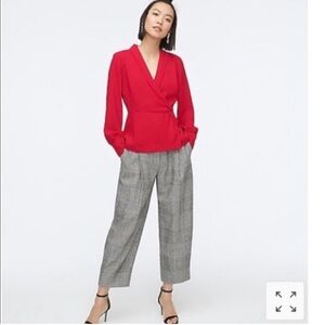 J Crew Faux Wrap Top Blouse in Red
